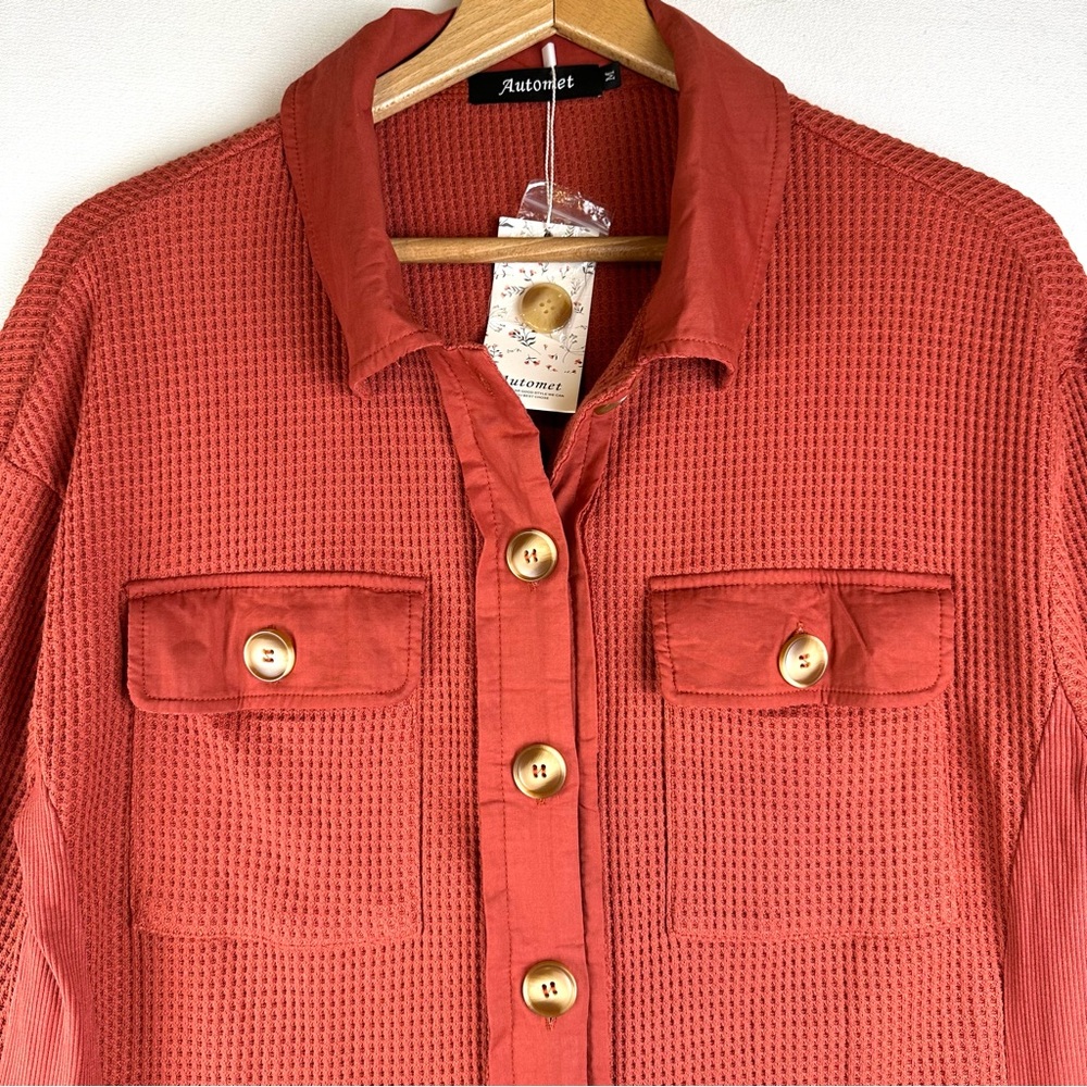 Automet Waffle Knit Button Down Shirt Casual NWT - Picture 2 of 10